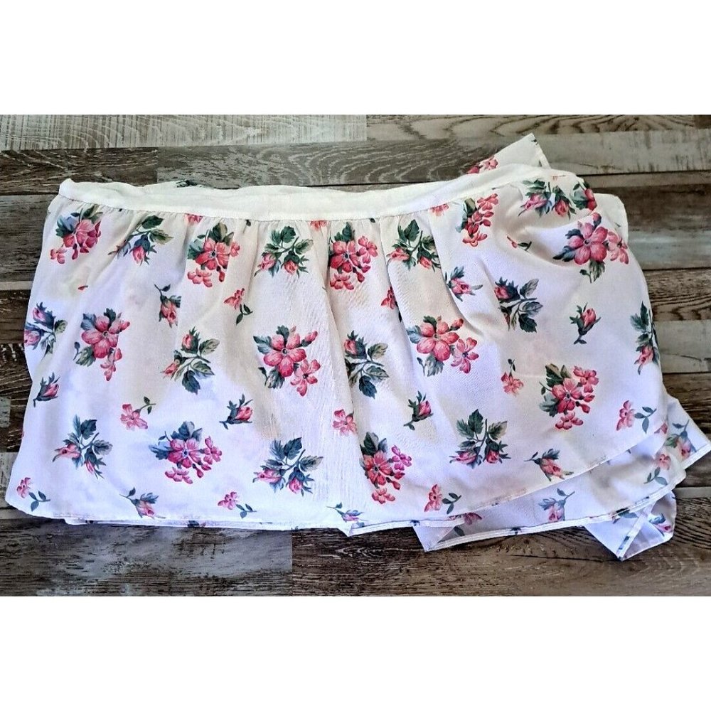 Twin Bed Skirt White Pink Flowers Cottagecore Shabby Chic Romance Farmhouse